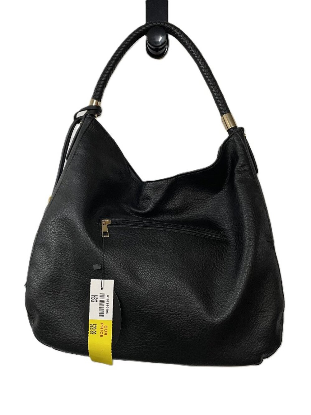 NWT Ivy Rose Hannah Black Faux Leather Hobo Shoulder Bag